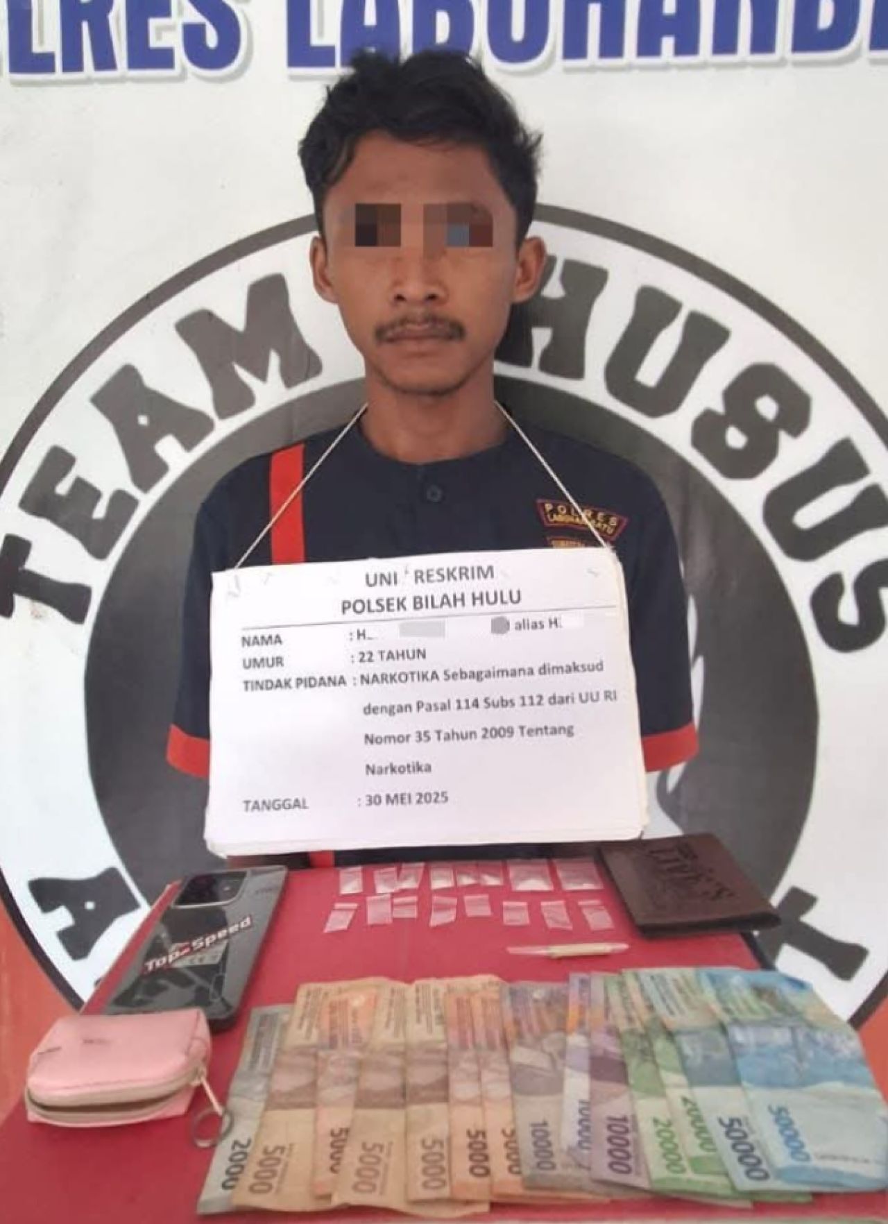 Polsek Bilah Hulu Ungkap Kasus Penyalahgunaan Narkotika di Dusun VI Sidorukun