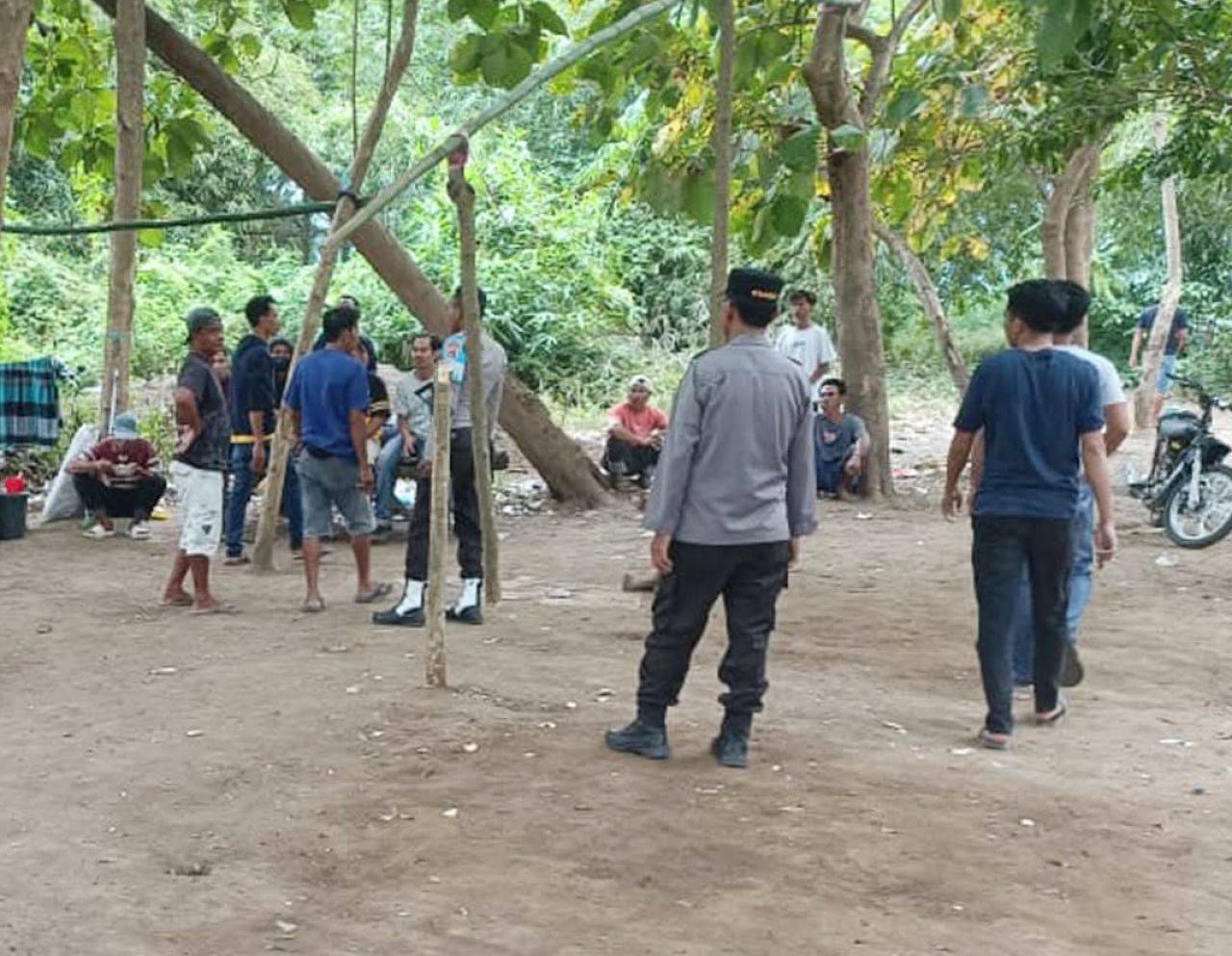 Petugas Polsek Lambu bongkar arena sabung ayam
