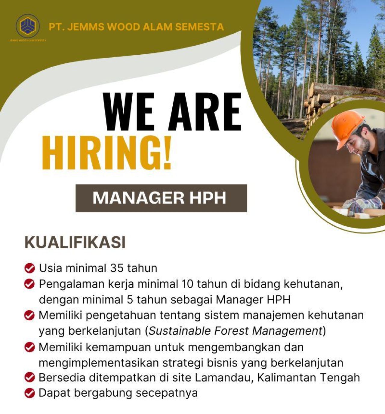 Lowongan PT Jemms Wood Alam Semesta