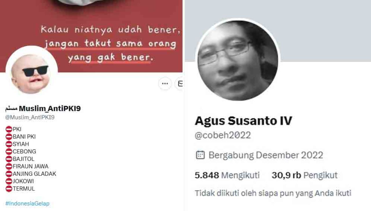 Akun X Terlapor yang disidik Dittipidsiber