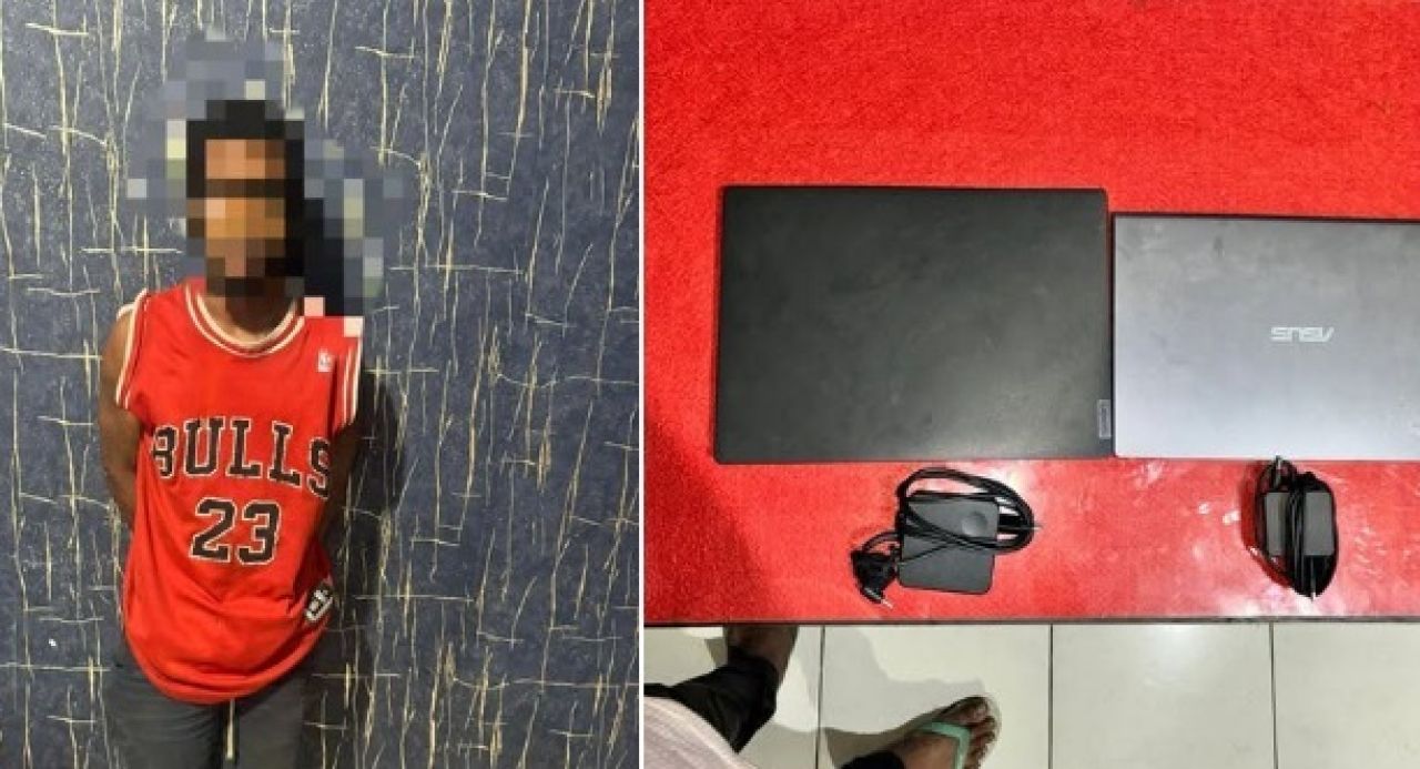 Pelaku berinisial CI dan barang bukti