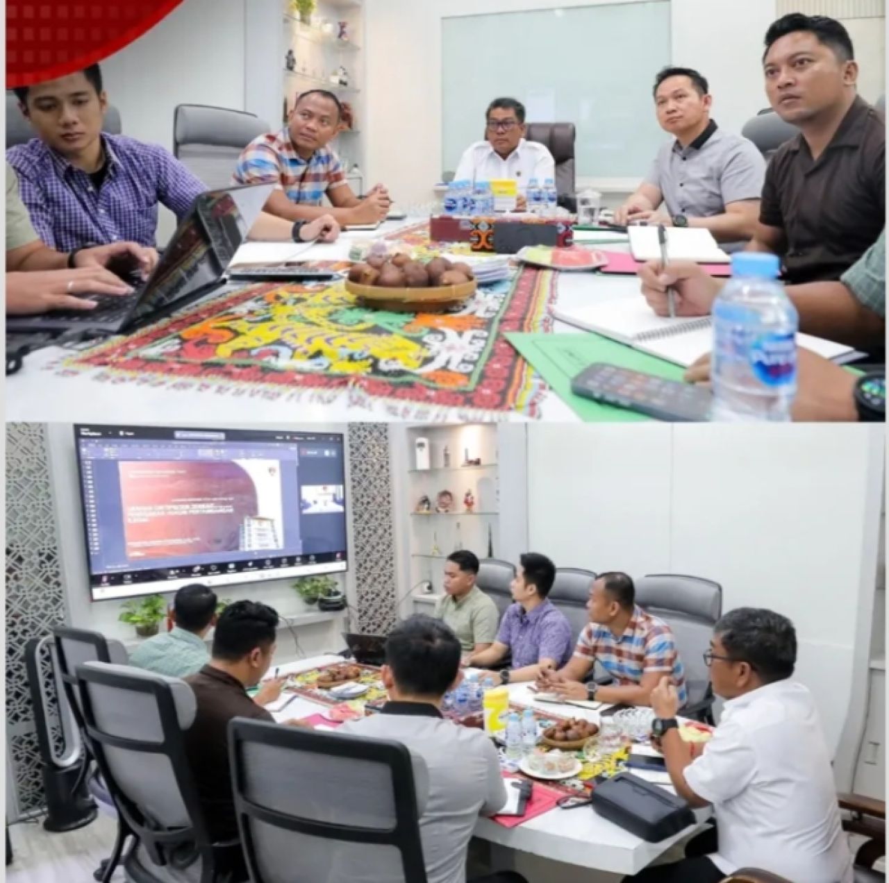 Dirreskrimsus Polda Jatim dan Kasubdit IV serta jajaran saat ikut zoom meeting dengan Dirtipidter