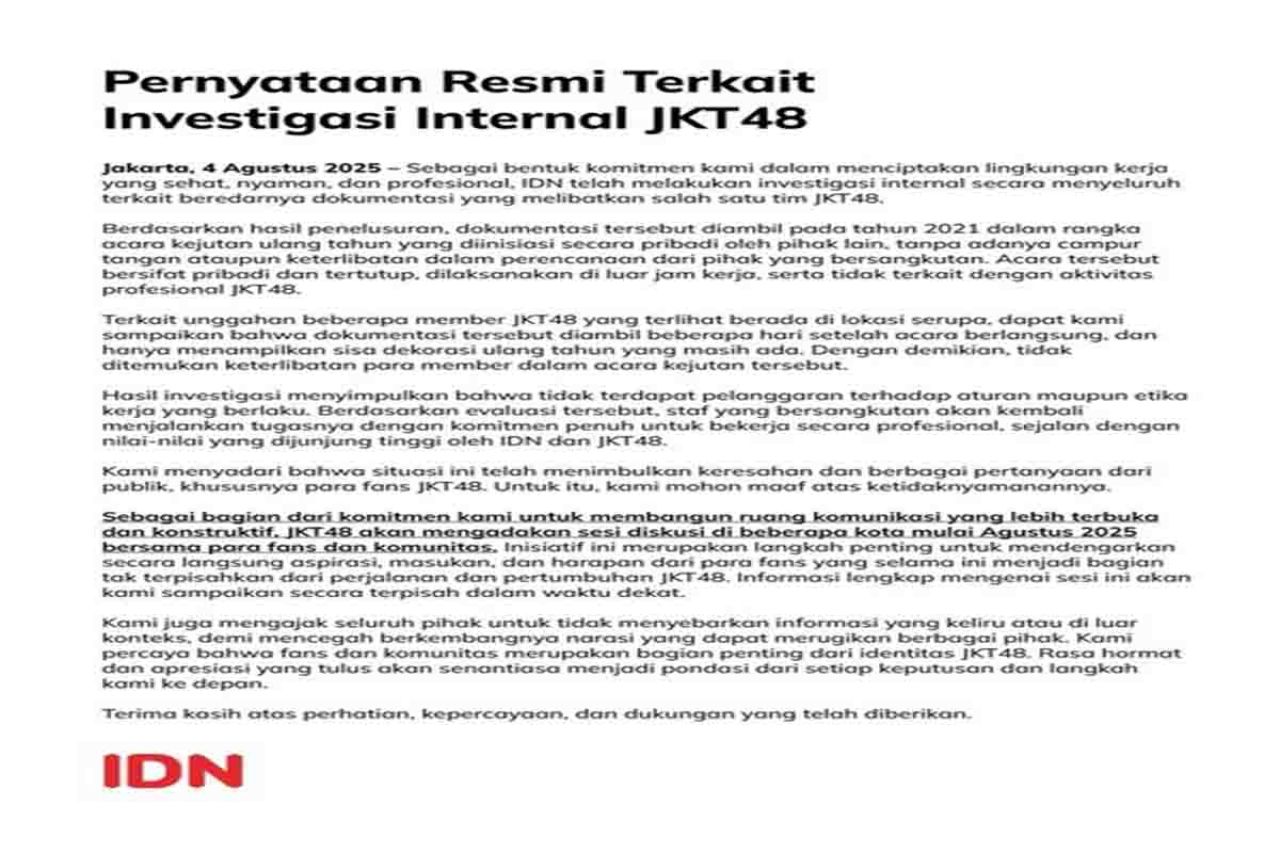Pernyataan resmi JKT48