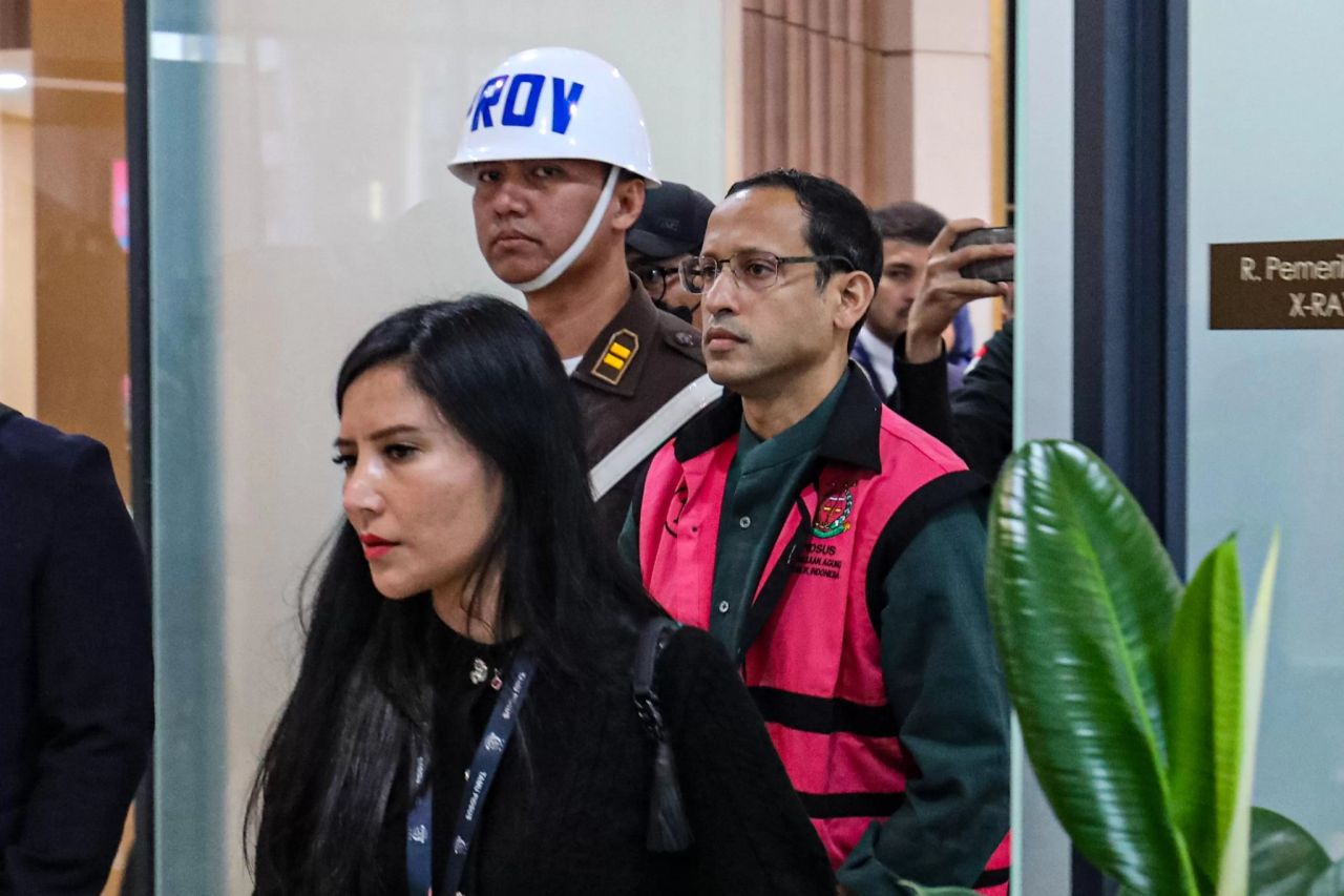 Nadiem Makarim usai diperiksa Kejagung