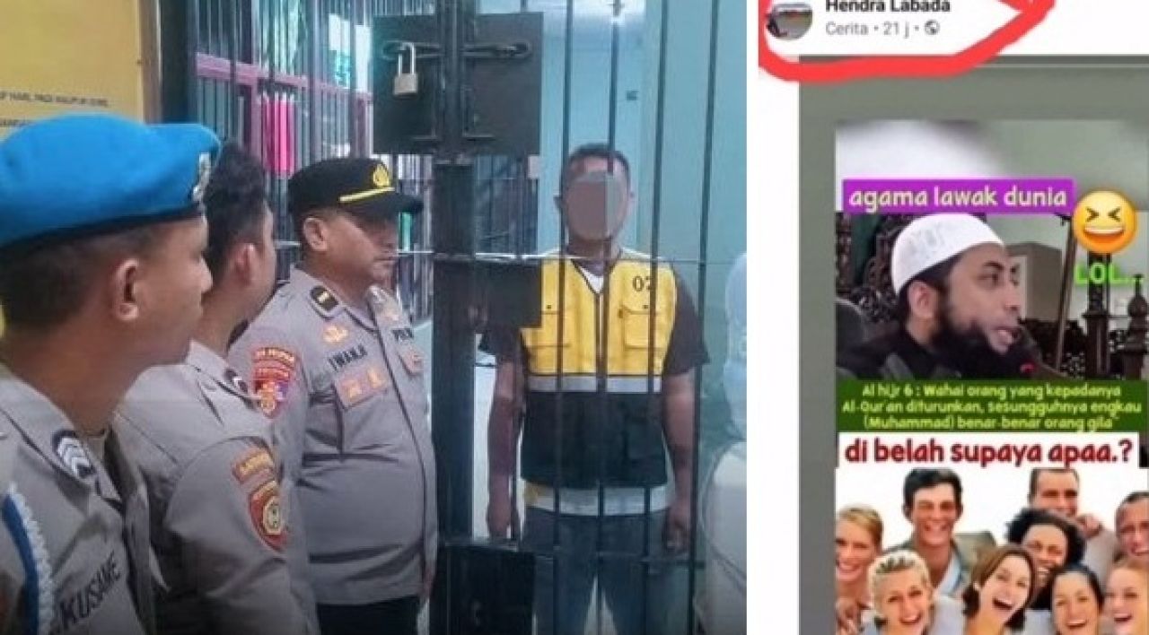 Brigpol HL saat dipatsus dan postingannya di Facebook