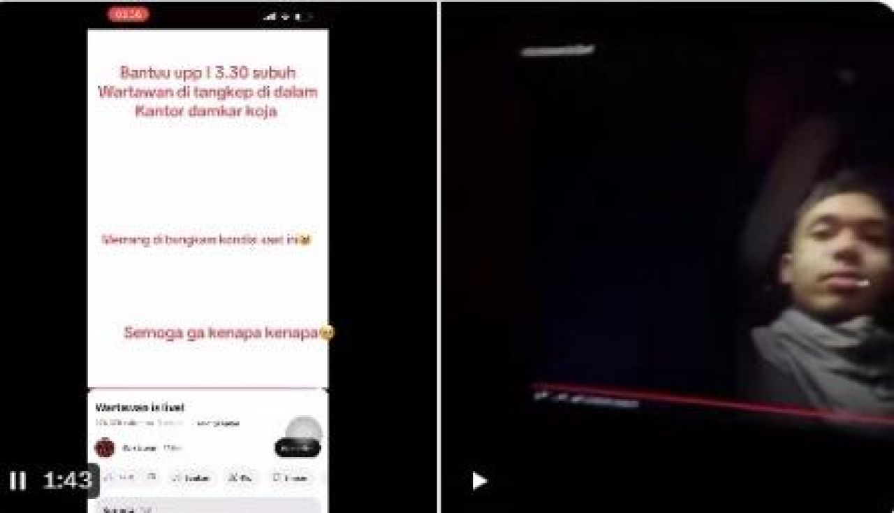 Jurnalis TvOne saat mendapat intimidasi dari oknum Polisi