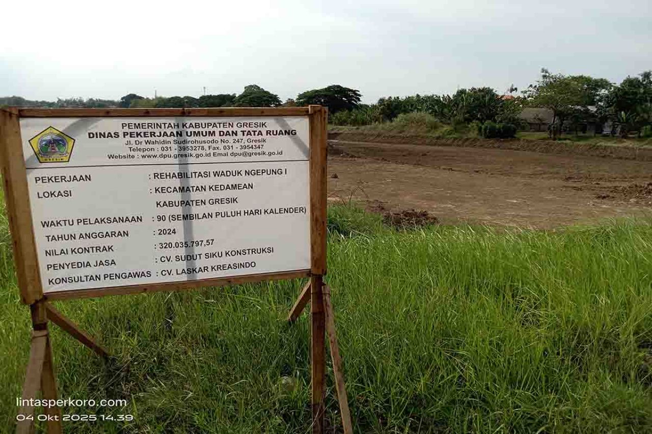 Papan nama Proyek Rehabilitasi Waduk Ngepung 1