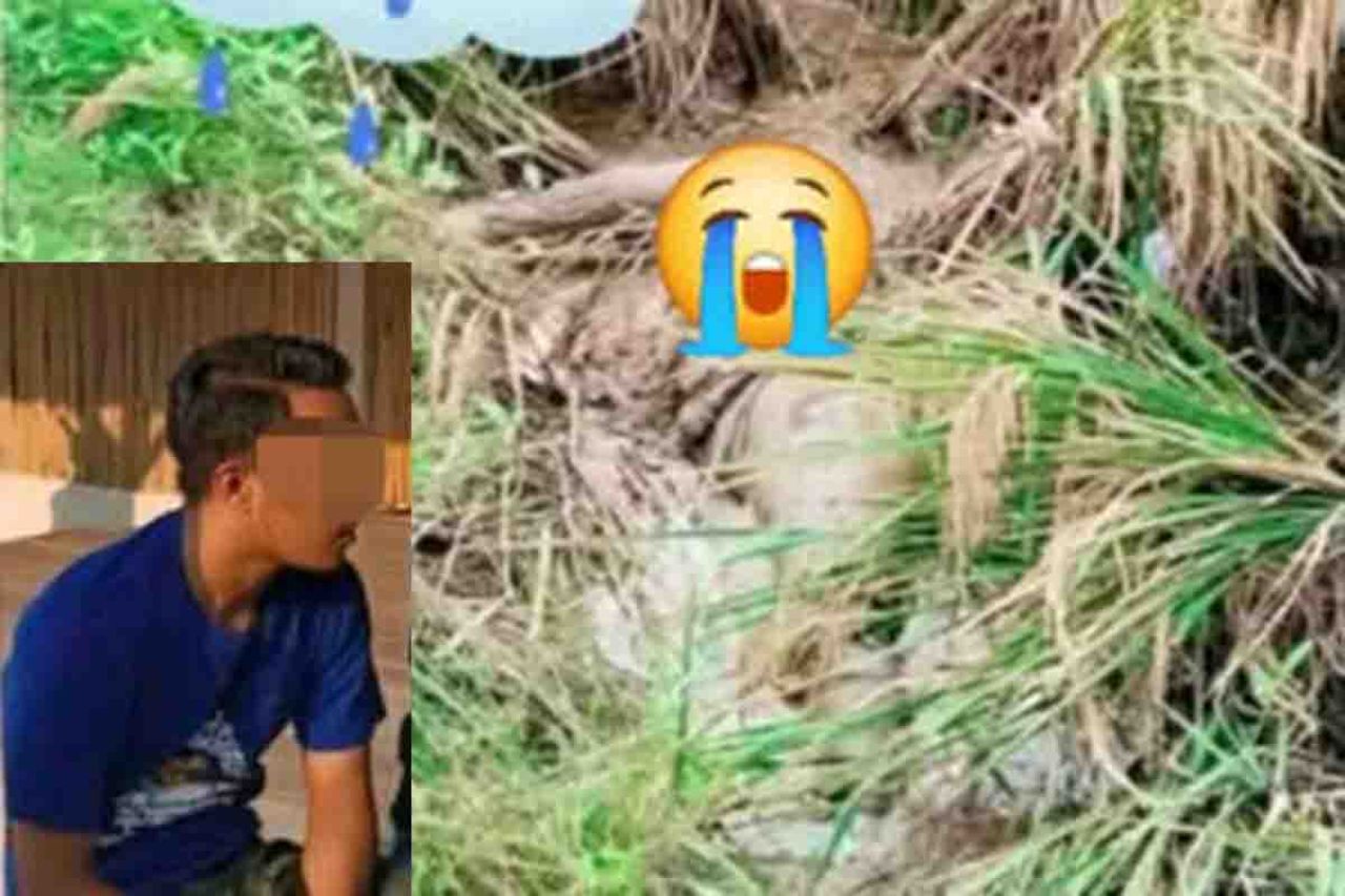 Mayat Puji Rahayu di sawah. Inzet : Sulthon Farid Ahmadi