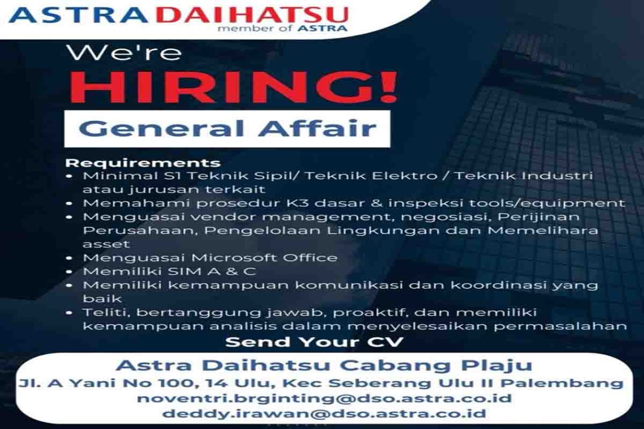 owongan kerja di PT Astra International Palembang