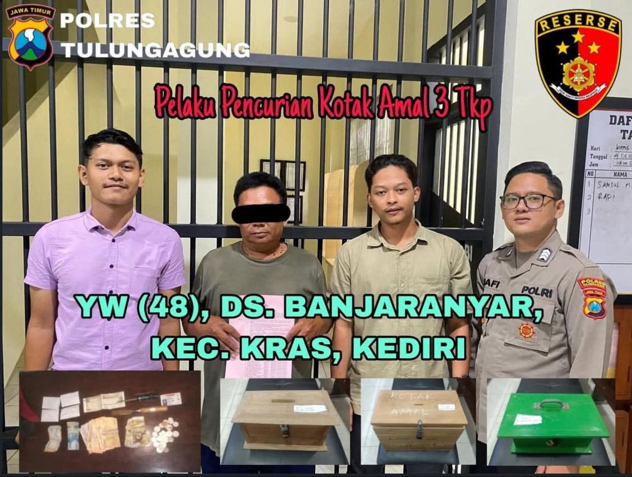 Dua pelaku pencuri uang di kotak amal