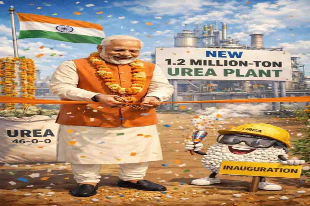 Perdana Menteri India dalam acara peletakan batu pertama pembangunan pabrik urea