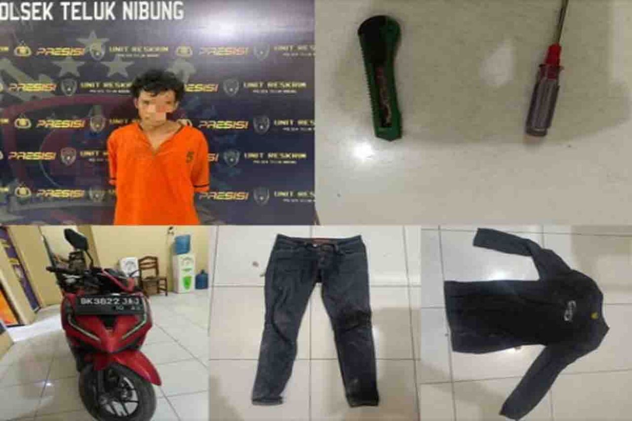 Pelaku berinisial D dan barang bukti pencurian