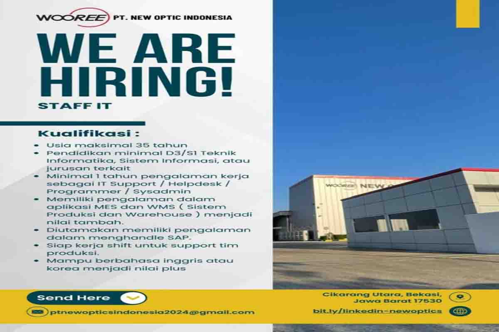 Lowongan kerja di PT New Optic Indonesia