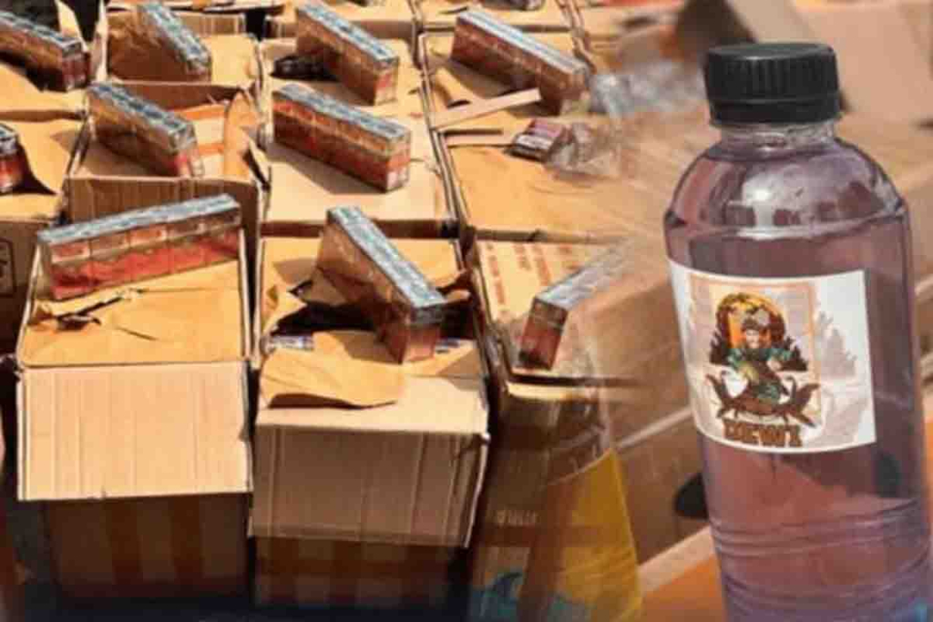 Barang bukti rokok dan miras ilegal