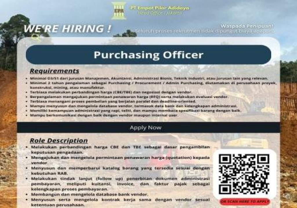 Lowongan kerja PT Empat Pilar Adidaya