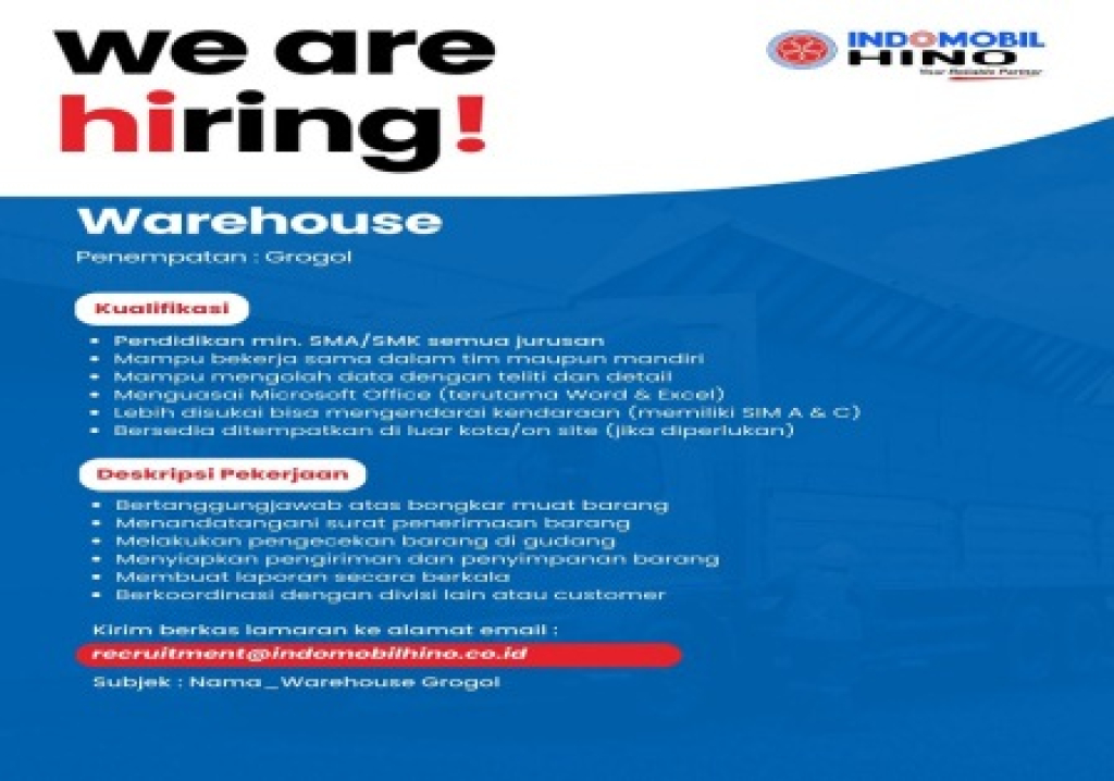 Lowongan kerja PT Indomobil Prima Niaga