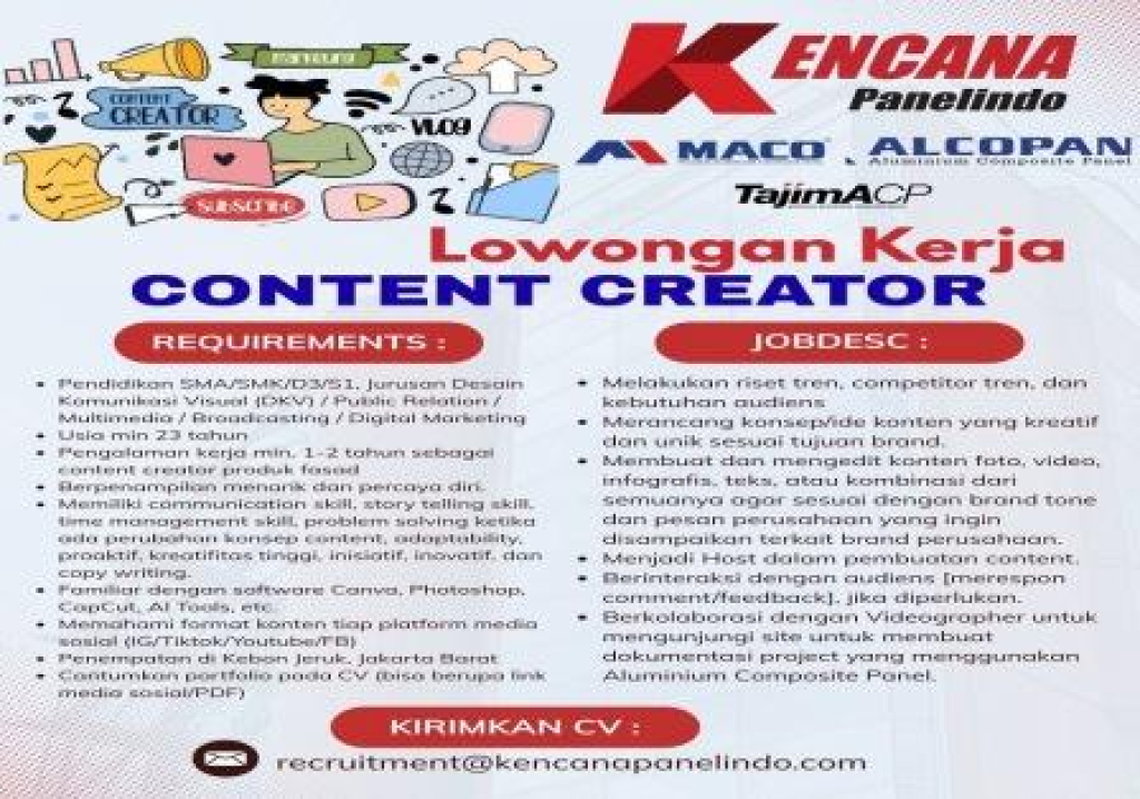 Lowongan kerja PT Kencana Panelindo