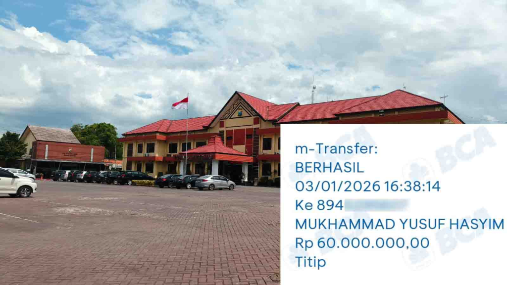 Kantor Polres Pasuruan. Inzet : bukti transfer ke rekening BCA atas nama M Yusuf Hasyim