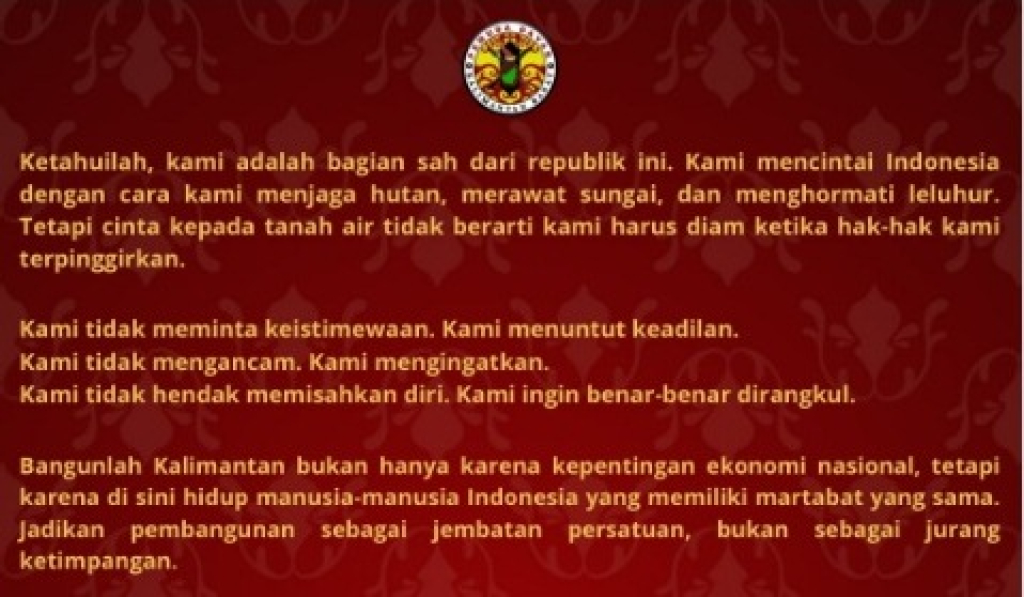 Surat terbuka Pemuda Dayak