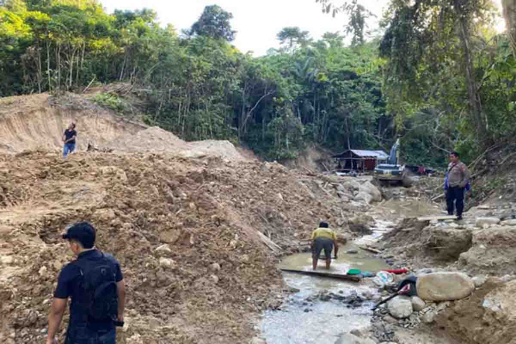 Personil Polres Parigi Moutong grebek lokasi tambang