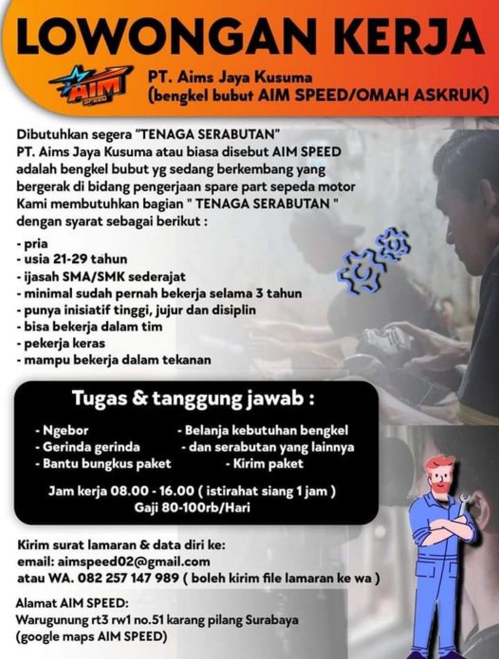 Lowongan Kerja di PT Aims Jaya Kusuma 