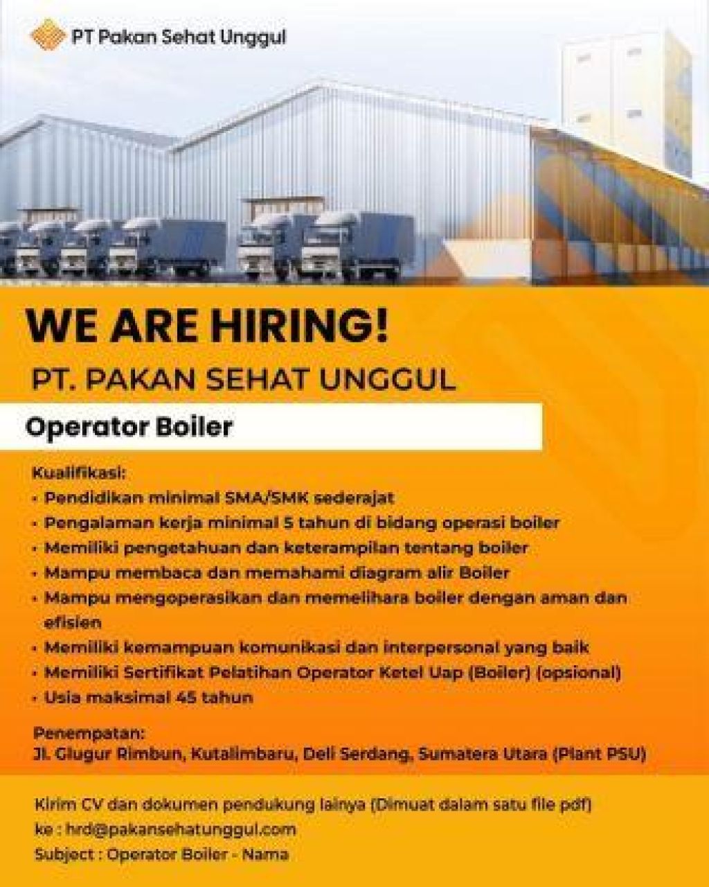 Lowongan kerja sebagai Operator Boiler