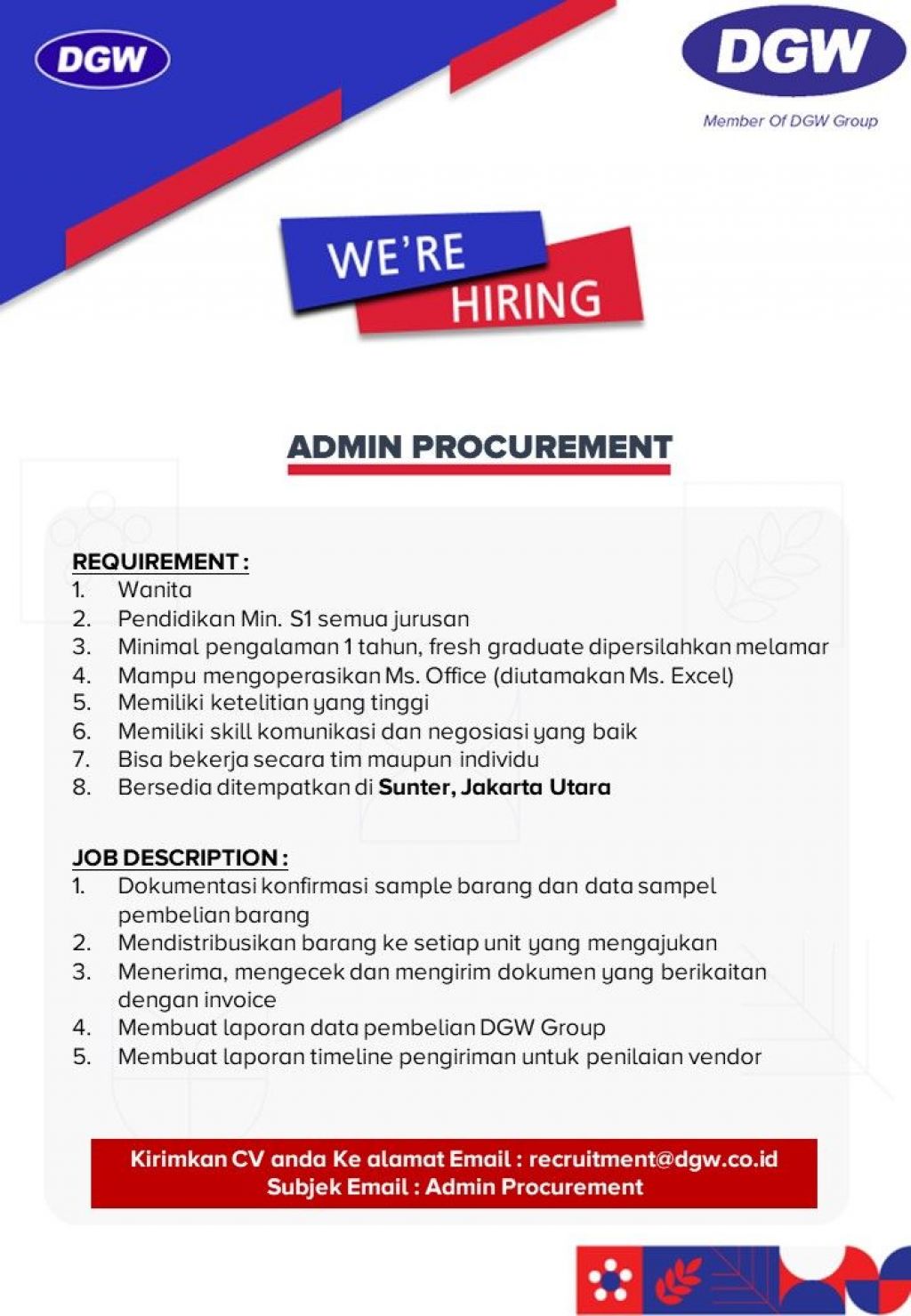 Lowongan kerja DGW Group