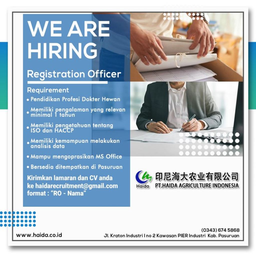 Lowongan kerja PT Haida Agriculture Indonesia