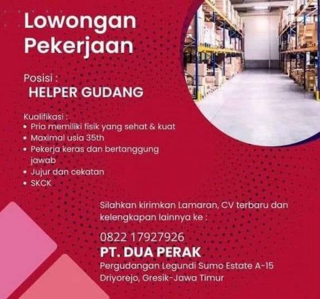 Lowongan kerja di PT Dua Perak