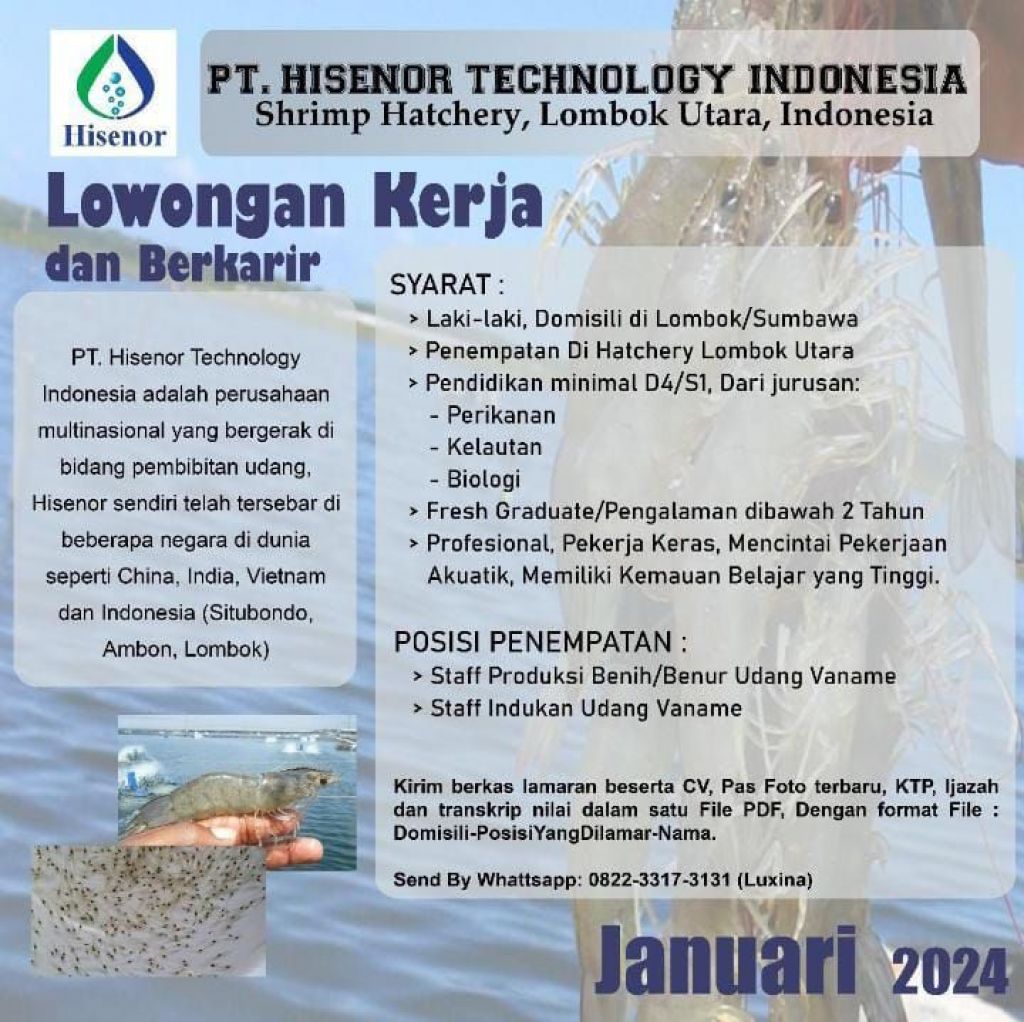 Lowongan kerja di PT Hisenor Technology Indonesia