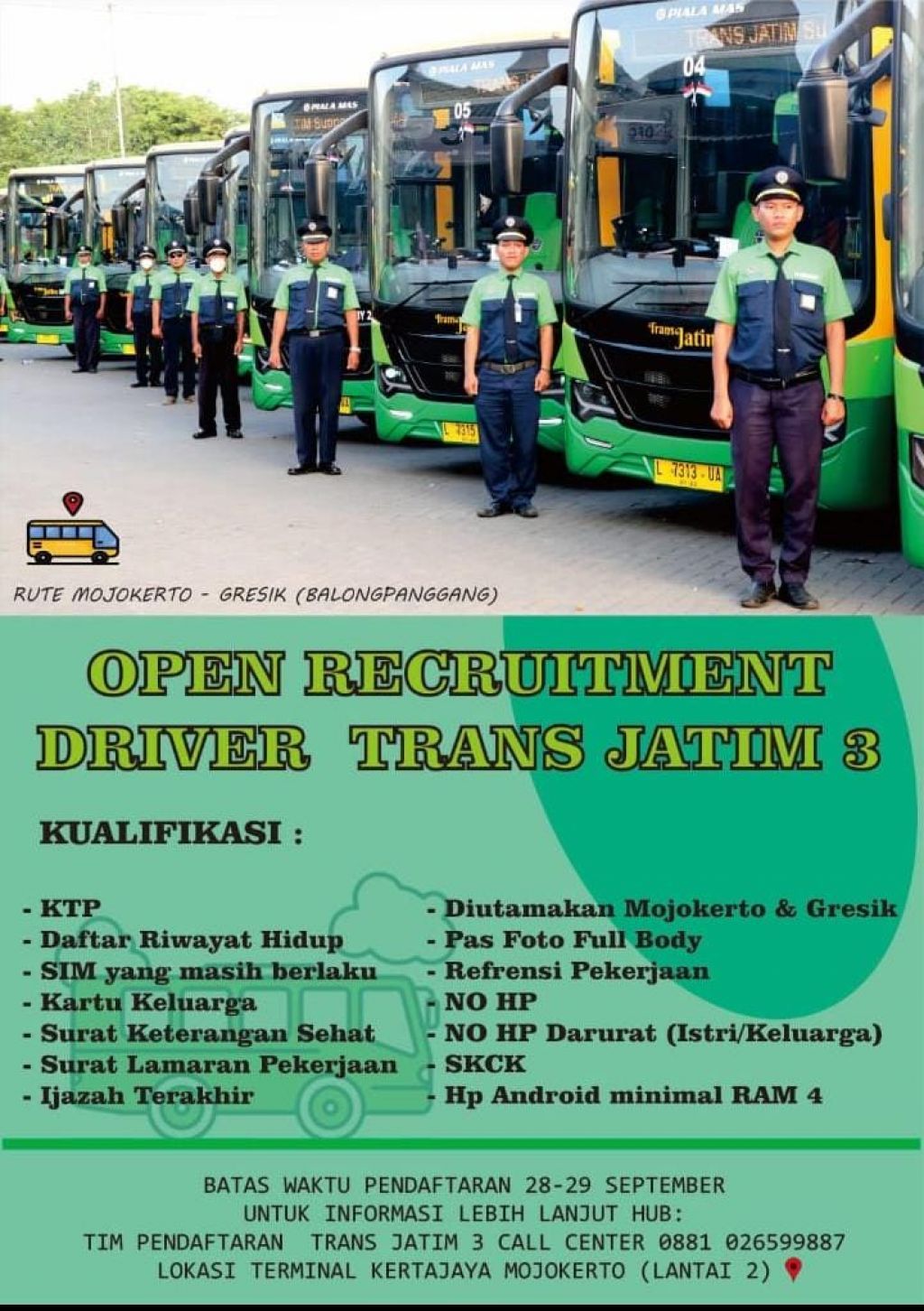 Lowongan sopir Trans Jatim