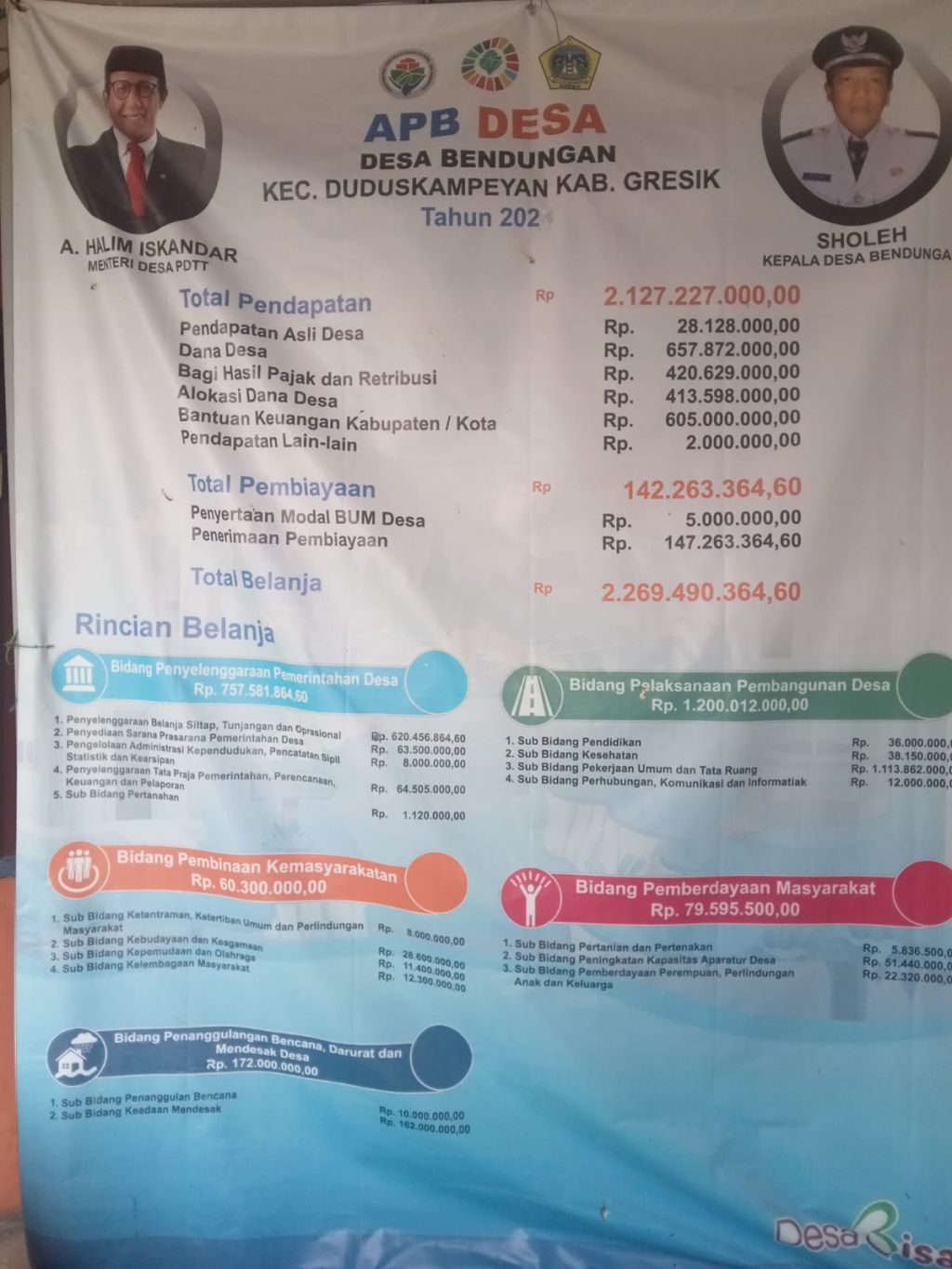 Banner APBDes di Desa Bendungan