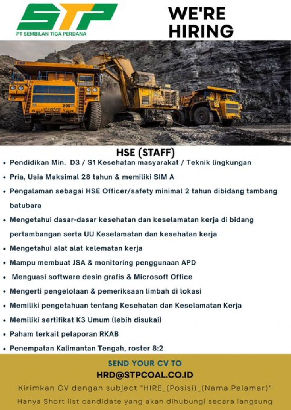 Lowongan kerja PT Sembilan Tiga Perdana