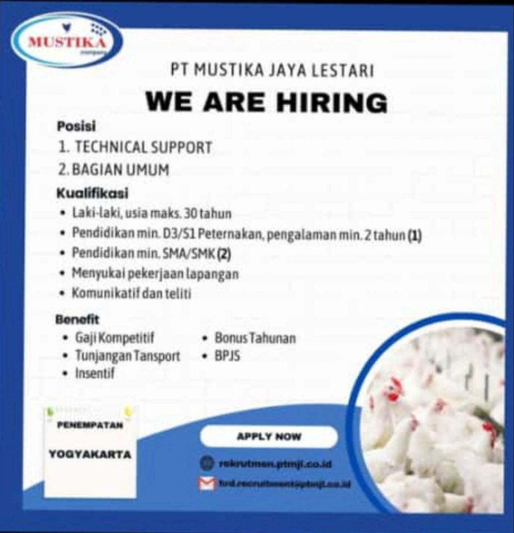 Lowongan kerja PT Mustika Jaya Lestari