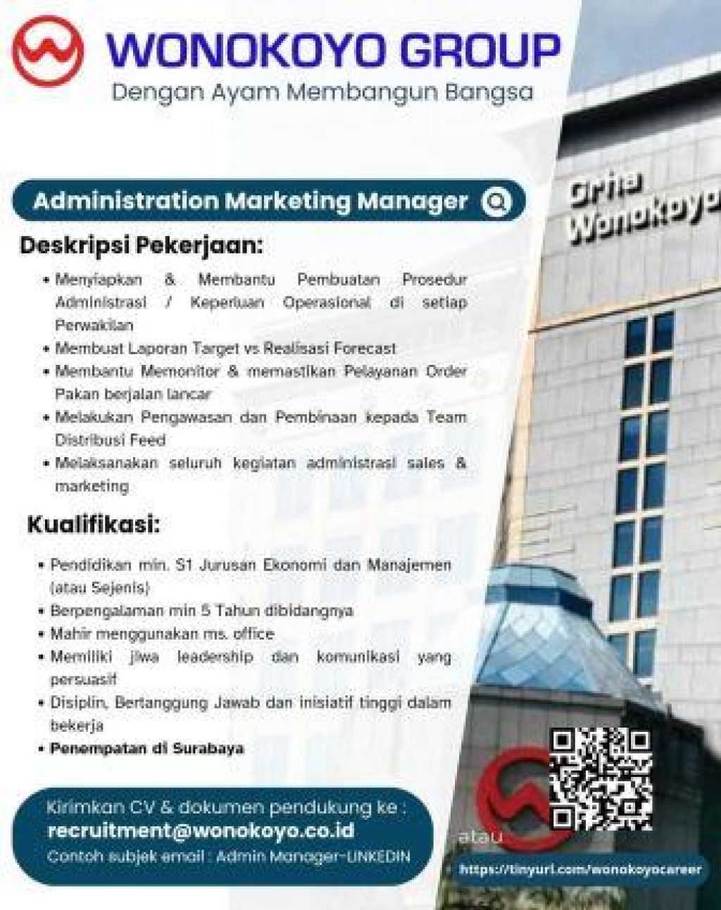 Lowongan kerja di Wonokoyo Group