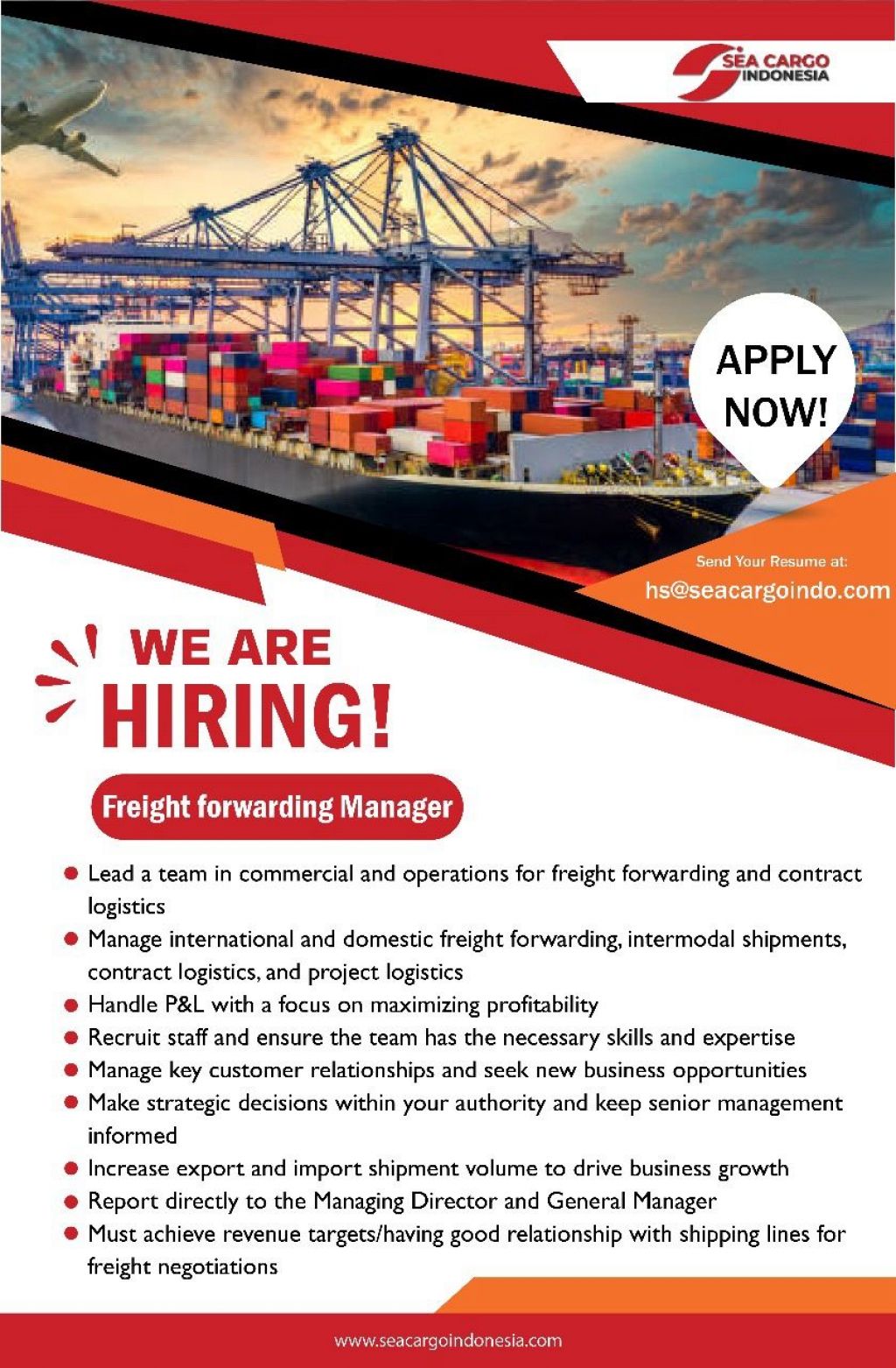 Lowongan kerja di Sea Cargo Indonesia