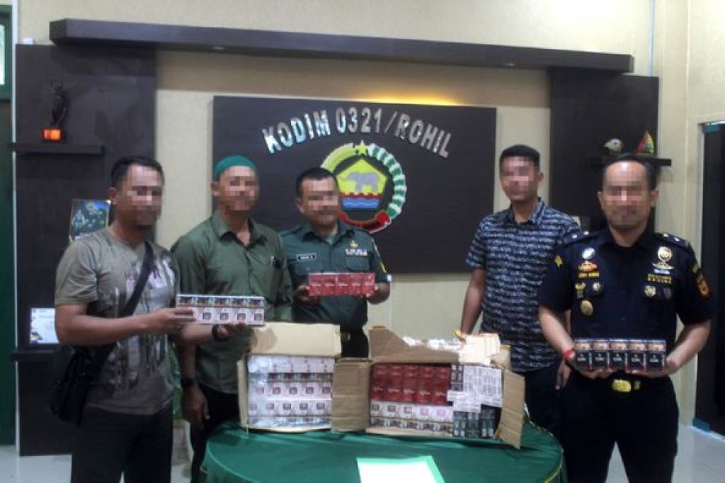 Unit Intel Kodim Rohil Ungkap peredaran Rokok Ilegal