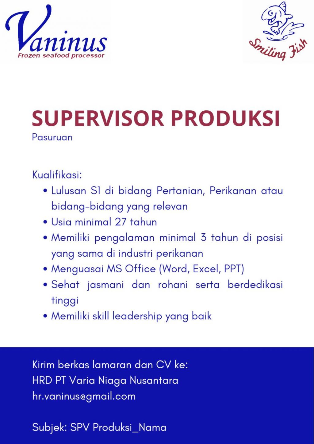 Lowongan kerja PT Varia Niaga Nusantara