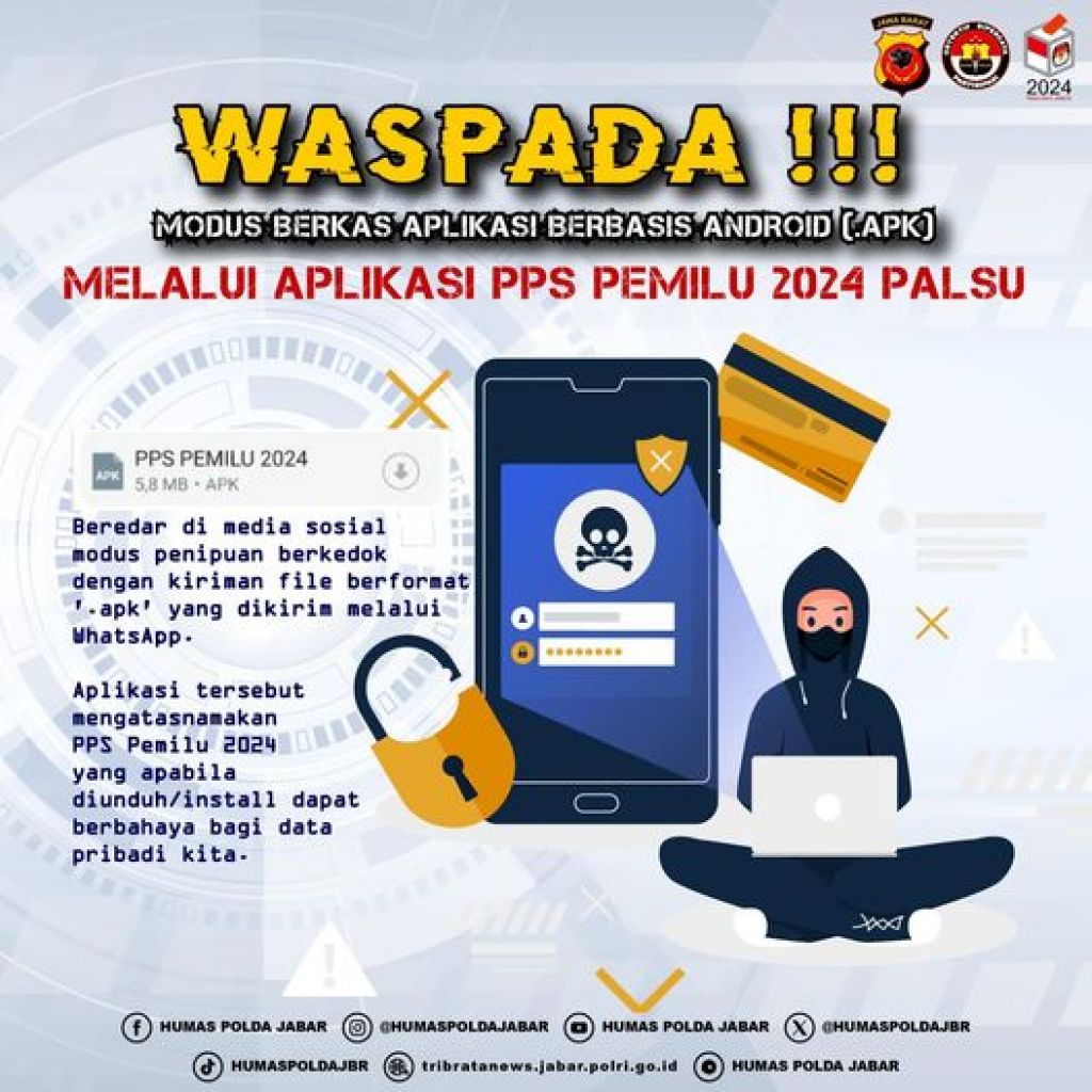 Modus penipuan berkedok dengan kiriman file berformat '.apk'